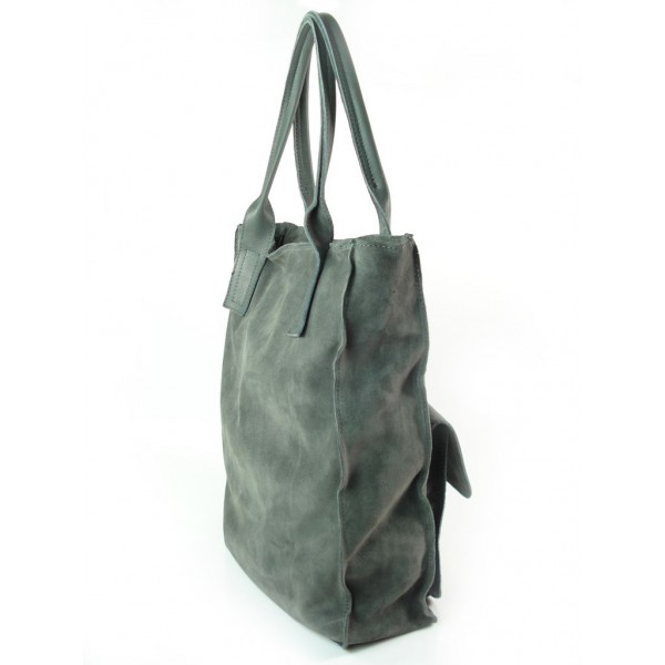 Zamszowy worek Vera Pelle skórzana szara torba XXL A4 BYC88G 6 Zamszowy worek Vera Pelle skórzana szara torba XXL A4 BYC88G - obrazek 6