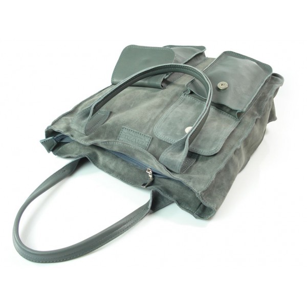 Zamszowy worek Vera Pelle skórzana szara torba XXL A4 BYC88G 8 Zamszowy worek Vera Pelle skórzana szara torba XXL A4 BYC88G - obrazek 8