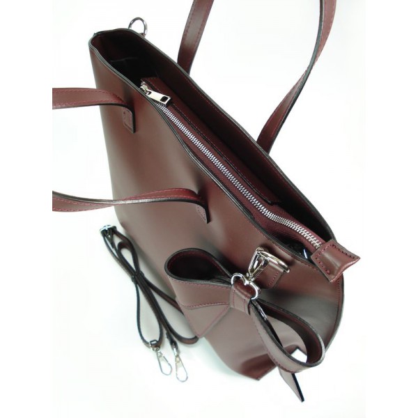 Bordowa Włoska torba A4 Shopper Bag Vera Pelle SB689RR 6 Bordowa Włoska torba A4 Shopper Bag Vera Pelle SB689RR - obrazek 6