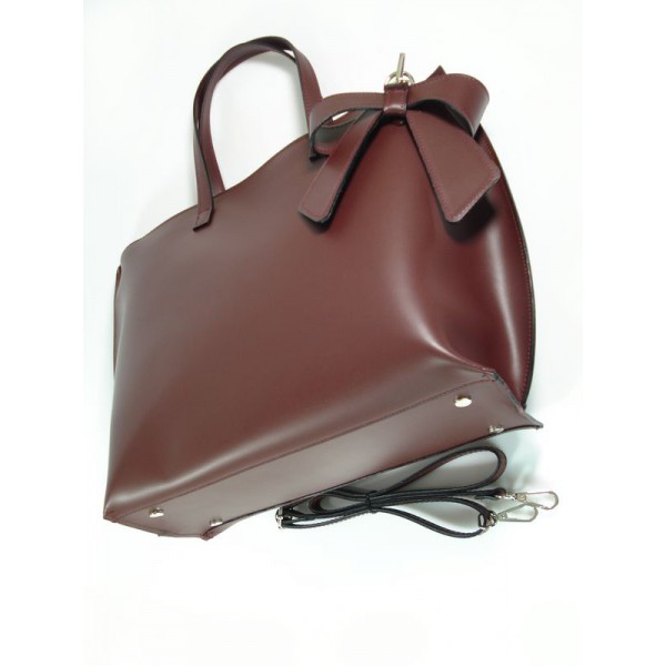 Bordowa Włoska torba A4 Shopper Bag Vera Pelle SB689RR 7 Bordowa Włoska torba A4 Shopper Bag Vera Pelle SB689RR - obrazek 7