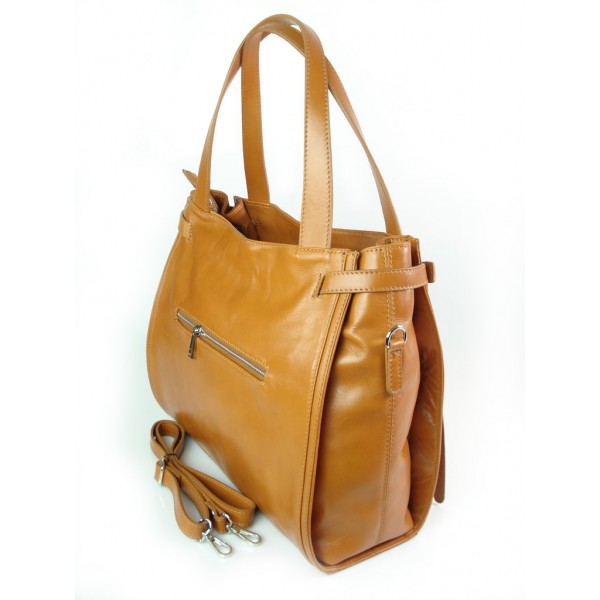 Duża włoska torebka Vera Pelle na ramię ,pojemna Camel WLB199C 6 Duża włoska torebka Vera Pelle na ramię ,pojemna Camel WLB199C - obrazek 6