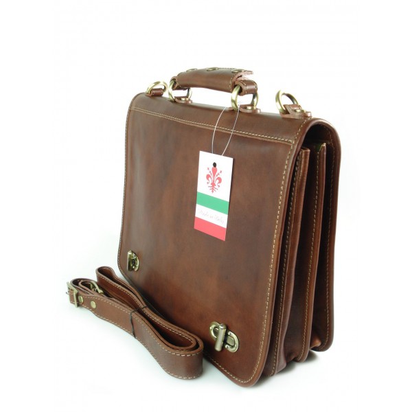 Teczka , męska aktówka ,skóra naturalna dwie przegrody Brązowa TM76M 5 Teczka , męska aktówka ,skóra naturalna dwie przegrody Brązowa TM76M - obrazek 5