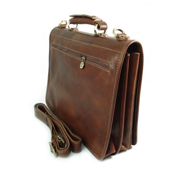 Teczka , męska aktówka ,skóra naturalna dwie przegrody Brązowa TM76M 7 Teczka , męska aktówka ,skóra naturalna dwie przegrody Brązowa TM76M - obrazek 7