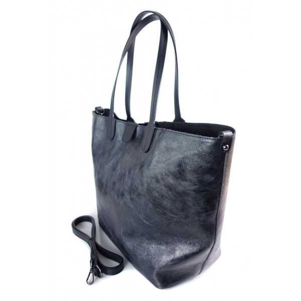 Duża torba Shopper Bag na ramię Vera Pelle Nero czarna SB599N 5 Duża torba Shopper Bag na ramię Vera Pelle Nero czarna SB599N - obrazek 5
