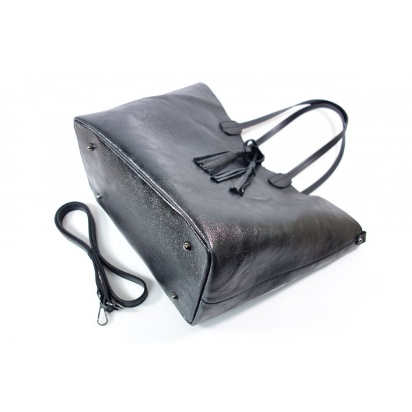 Duża torba Shopper Bag na ramię Vera Pelle Nero czarna SB599N 7 Duża torba Shopper Bag na ramię Vera Pelle Nero czarna SB599N - obrazek 7