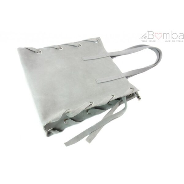 Zamszowa torba Shopper bag ,duży worek, kółka,  Vera Pelle pojemny Szara  WK745G - obrazek 8