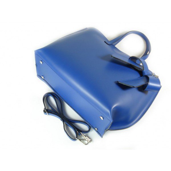 Włoska torba A4 Shopper Bag Vera Pelle Niebieska SB689BLU 3 Włoska torba A4 Shopper Bag Vera Pelle Niebieska SB689BLU - obrazek 3
