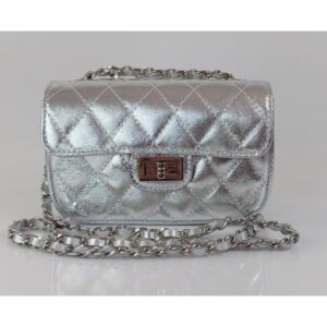 Torebka skórzana VERA PELLE kolor Srebrna