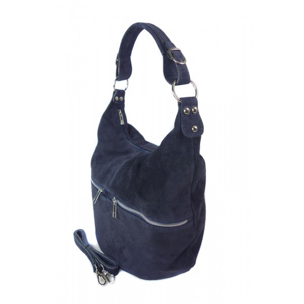 Klasyczny worek shopper zamszowy Vera Pelle XL A4 granatowy W345BS 1 Klasyczny worek shopper W345BS