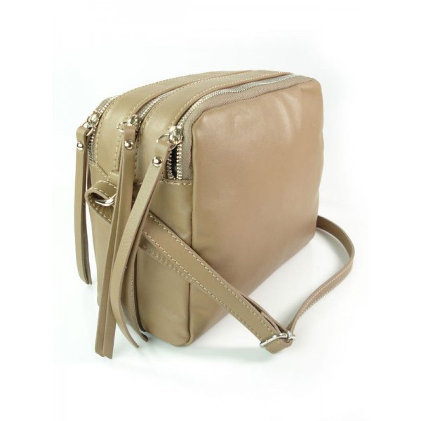 Duża włoska listonoszka trzy komory A5 vera pelle srebrne okucia Beżowa VP333T 8 Duża włoska listonoszka trzy komory A5 vera pelle srebrne okucia Beżowa VP333T - obrazek 8