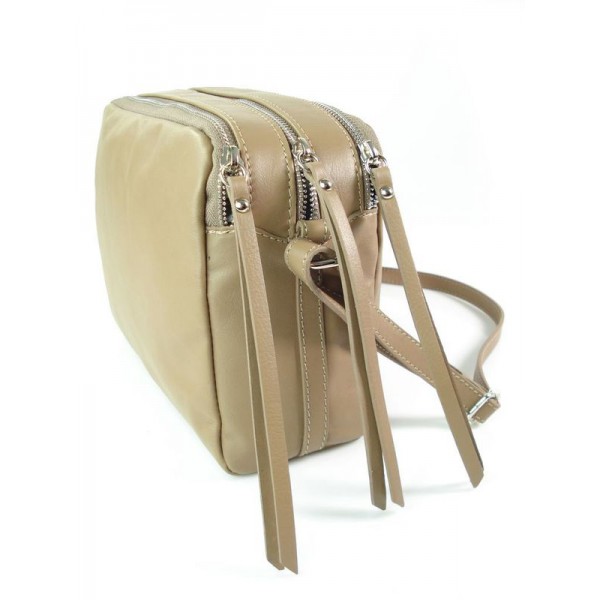 Duża włoska listonoszka trzy komory A5 vera pelle srebrne okucia Beżowa VP333T 9 Duża włoska listonoszka trzy komory A5 vera pelle srebrne okucia Beżowa VP333T - obrazek 9