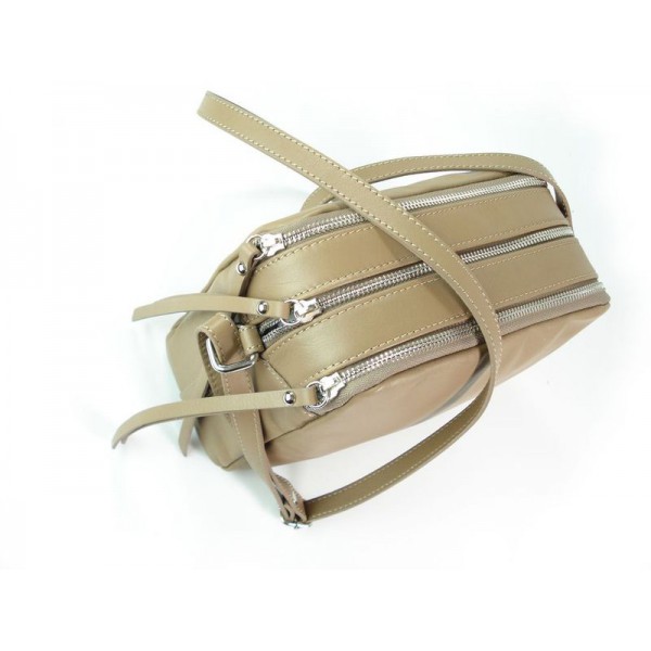 Duża włoska listonoszka trzy komory A5 vera pelle srebrne okucia Beżowa VP333T 10 Duża włoska listonoszka trzy komory A5 vera pelle srebrne okucia Beżowa VP333T - obrazek 10