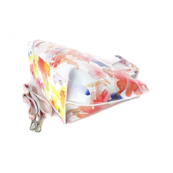 Włoska torba A4 Shopper Bag Vera Pelle Kwiaty SB689K3 2 Włoska torba A4 Shopper Bag Vera Pelle Kwiaty SB689K3 - obrazek 2