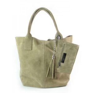 ZAMSZ NATURALNY WŁOSKA TORBA XL A4  SHOPPER BAG  SKÓRZANA BEŻ  W567T