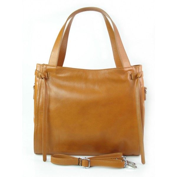 Duża włoska torebka Vera Pelle na ramię ,pojemna Camel WLB199C 1 Torebka skórzana VERA PELLE kolor Camel