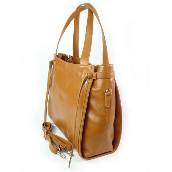 Duża włoska torebka Vera Pelle na ramię ,pojemna Camel WLB199C 3 Duża włoska torebka Vera Pelle na ramię ,pojemna Camel WLB199C - obrazek 3
