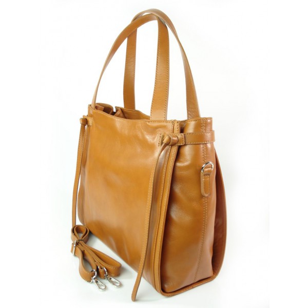 Duża włoska torebka Vera Pelle na ramię ,pojemna Camel WLB199C 4 Duża włoska torebka Vera Pelle na ramię ,pojemna Camel WLB199C - obrazek 4