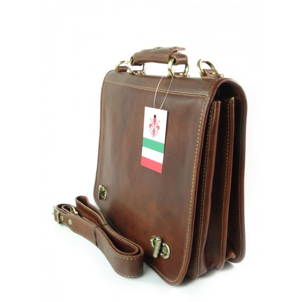 Teczka , męska aktówka ,skóra naturalna dwie przegrody Brązowa TM76M 4 Teczka , męska aktówka ,skóra naturalna dwie przegrody Brązowa TM76M - obrazek 4