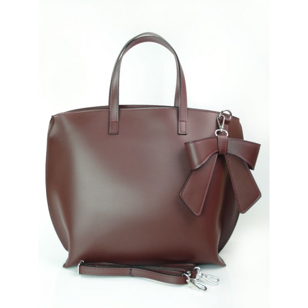 Bordowa Włoska torba A4 Shopper Bag Vera Pelle SB689RR 2 Bordowa Włoska torba A4 Shopper Bag Vera Pelle SB689RR - obrazek 2