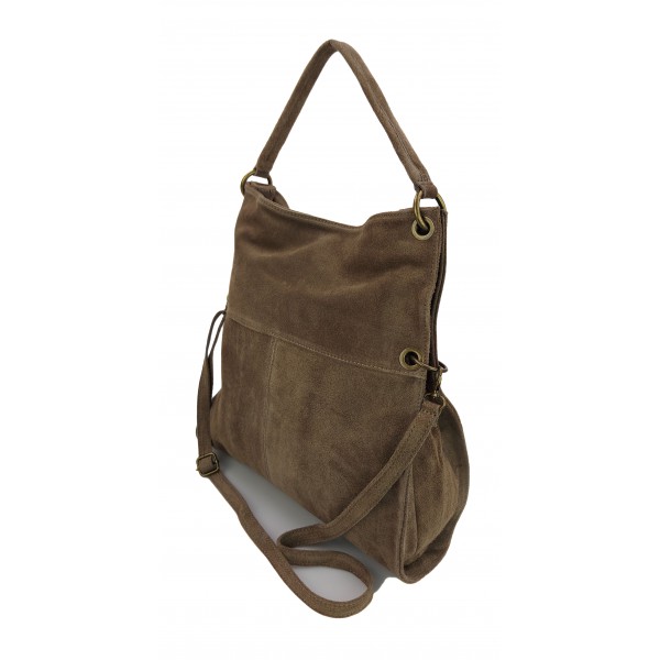 Duża listonoszka-łamana ,worek na ramię A4 ,włoski zamsz naturalny Beż WA44T 2 Duża listonoszka-łamana ,worek na ramię A4 ,włoski zamsz naturalny Beż WA44T - obrazek 2