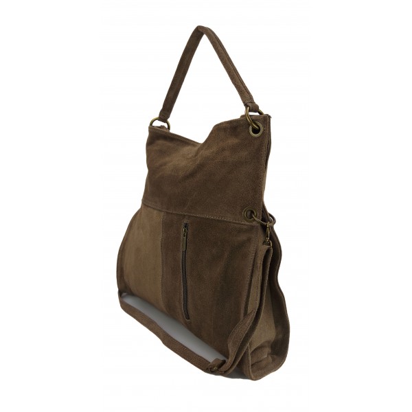 Duża listonoszka-łamana ,worek na ramię A4 ,włoski zamsz naturalny Beż WA44T 3 Duża listonoszka-łamana ,worek na ramię A4 ,włoski zamsz naturalny Beż WA44T - obrazek 3