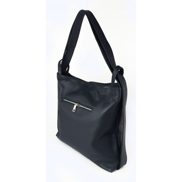 Plecak skórzany damski XXL Vera Pelle, granatowy, pojemny – WX754BS 3 Plecak skórzany damski XXL Vera Pelle, granatowy, pojemny – WX754BS - obrazek 3