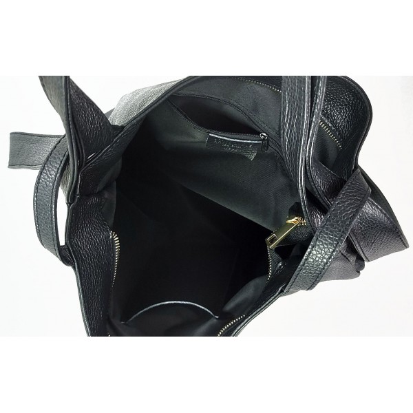 Plecak skórzany damski XXL Vera Pelle, granatowy, pojemny – WX754BS 4 Plecak skórzany damski XXL Vera Pelle, granatowy, pojemny – WX754BS - obrazek 4