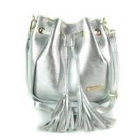 Torebka skórzana la BOMBA kolor Srebrna