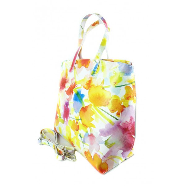 Włoska torba A4 Shopper Bag Vera Pelle Kwiaty SB689K2 2 Włoska torba A4 Shopper Bag Vera Pelle Kwiaty SB689K2 - obrazek 2