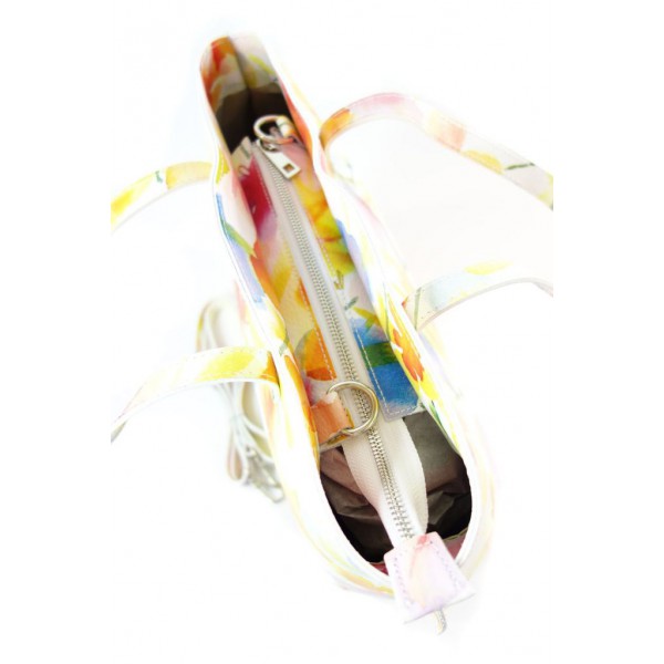 Włoska torba A4 Shopper Bag Vera Pelle Kwiaty SB689K2 3 Włoska torba A4 Shopper Bag Vera Pelle Kwiaty SB689K2 - obrazek 3