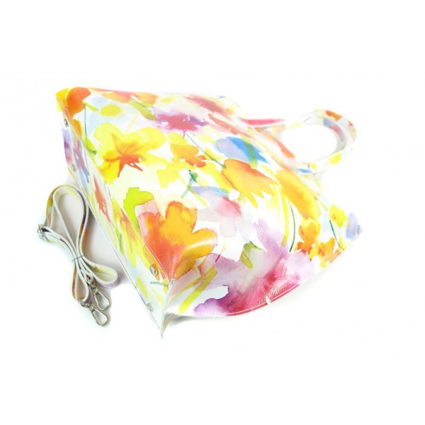 Włoska torba A4 Shopper Bag Vera Pelle Kwiaty SB689K2 4 Włoska torba A4 Shopper Bag Vera Pelle Kwiaty SB689K2 - obrazek 4