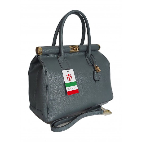 Duży kufer- torba kłódka A4 Włoska Vera Pelle , Szara AL35GG2 2 Duży kufer- torba kłódka A4 Włoska Vera Pelle , Szara AL35GG2 - obrazek 2