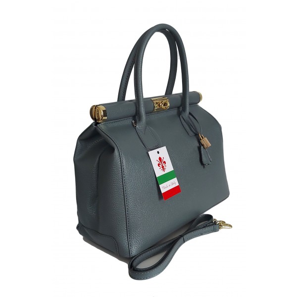 Duży kufer- torba kłódka A4 Włoska Vera Pelle , Szara AL35GG2 4 Duży kufer- torba kłódka A4 Włoska Vera Pelle , Szara AL35GG2 - obrazek 4