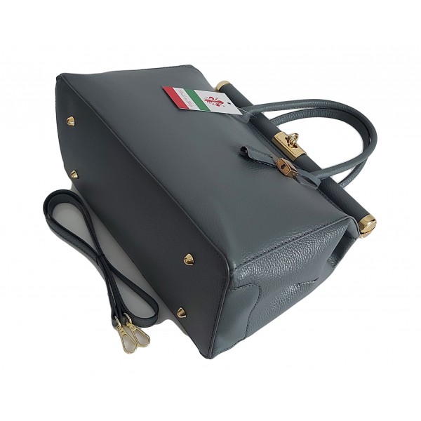 Duży kufer- torba kłódka A4 Włoska Vera Pelle , Szara AL35GG2 6 Duży kufer- torba kłódka A4 Włoska Vera Pelle , Szara AL35GG2 - obrazek 6