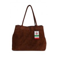 Duża włoska torba XL- A4 , worek na ramię , zamsz naturalny Vera Pelle ,Brązowa WGXL5M