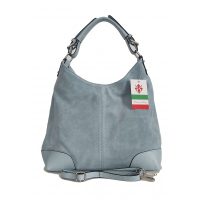 Skórzany Włoski worek ,torba na ramię Vera Pelle miękki zamsz ,pojemna Szara VORX33G