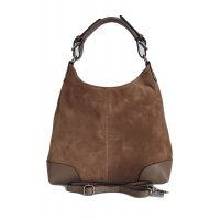 Skórzany Włoski worek ,torba na ramię Vera Pelle miękki zamsz ,pojemna Beż VORX33T