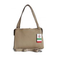 Klasyczna miękka torebka na ramię ,trzy komory ,Włoska skórzana Vera Pelle , Beż LB35T