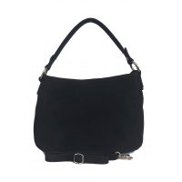 Włoska zamszowa listonoszka ,pojemna, praktyczna Vera Pelle Czarna LGS35N