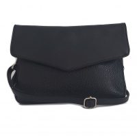 2 w 1 Włoska skórzana listonoszka  super opcja Vera Pelle  Czarna LLB21N