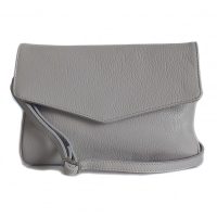 2 w 1 Włoska skórzana listonoszka  super opcja Vera Pelle Szara LLB21G