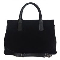 Duża Włoska torba XXL Vera Pelle, skórzany zamszowy kufer pojemny A4 Czarny WKXL85N